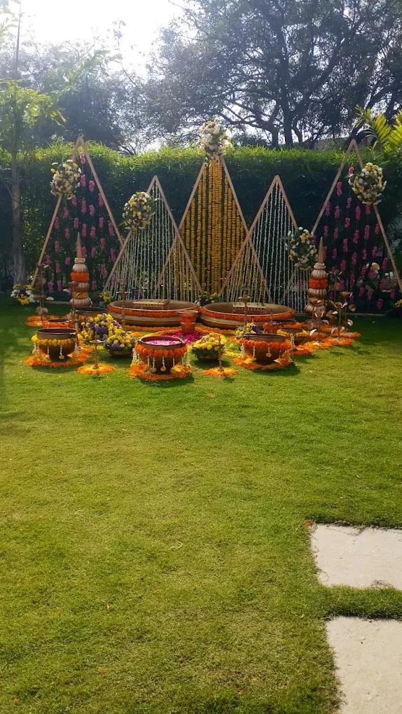 Floral entrance arch at the venue gate